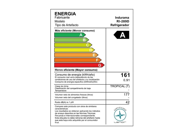 REFRIGERADORA INDURAMA 177L MONOPUERTA AUTOFROST RI-289D CROMA - 10