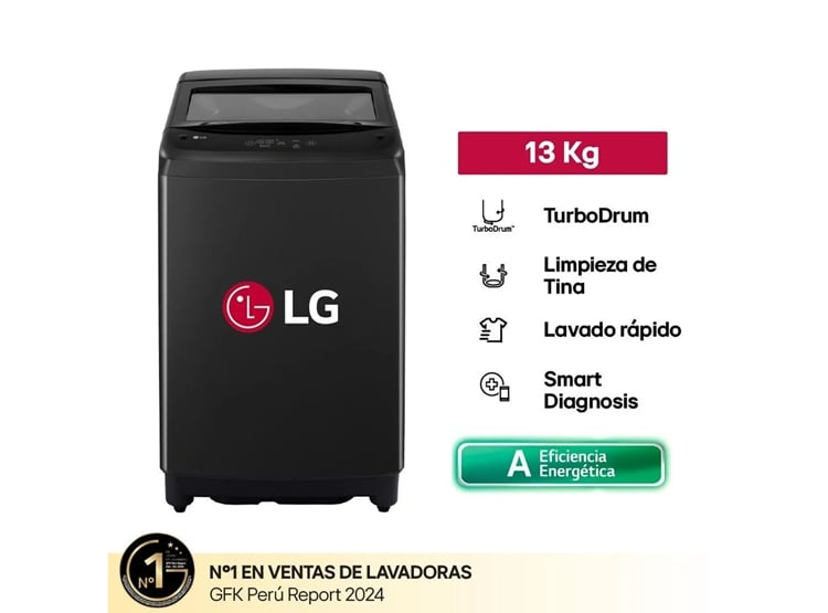 LAVADORA LG 13KG CARGA SUPERIOR CON TURBODRUM WT13OBVTB ONYX NEGRO - 2