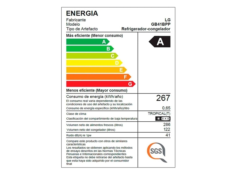 REFRIGERADORA LG BOTTOM FREEZER 408L MULTI AIR FLOW GB41BPP PLATEADO - 8