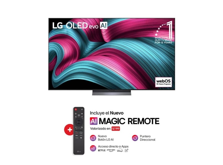 TELEVISOR LG 55” OLED EVO 4K CON THINQ AI OLED55C5PSA 2025 - 1