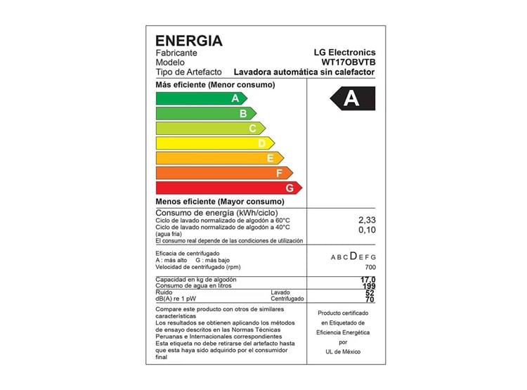 LAVADORA LG 17 KG SMART INVERTER CON TURBODRUM WT17OBVTB ONYX NEGRO - 8