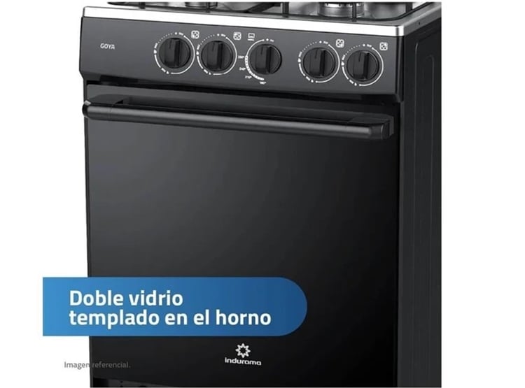 COCINA A GAS INDURAMA GOYA 4 HORNILLAS NEGRA - 2