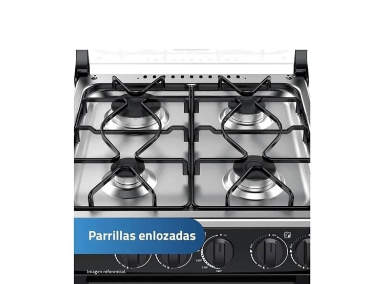 COCINA A GAS INDURAMA GOYA 4 HORNILLAS NEGRA - 5