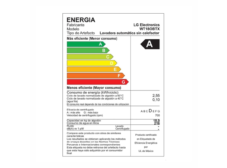 LAVADORA LG 18 KG CON AI DD THINQ TURBO WASH WT18OBTX ONYX NEGRO - 9