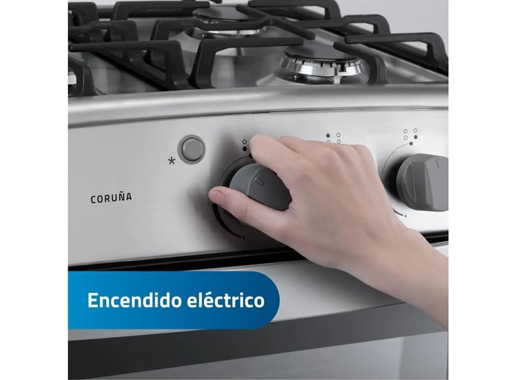 COCINA A GAS INDURAMA 4 QUEMADORES CORUÑA QUARZO CROMA - 6