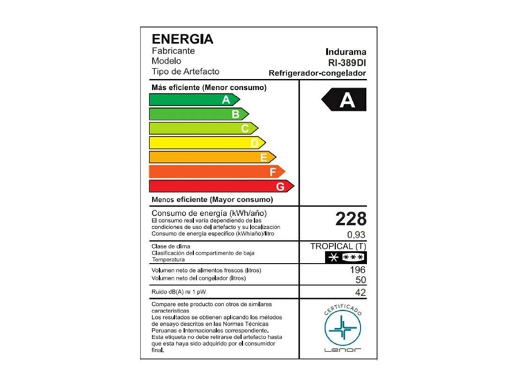 REFRIGERADORA INDURAMA TOP FREEZER 246L NO FROST RI-389DI CROMA - 10