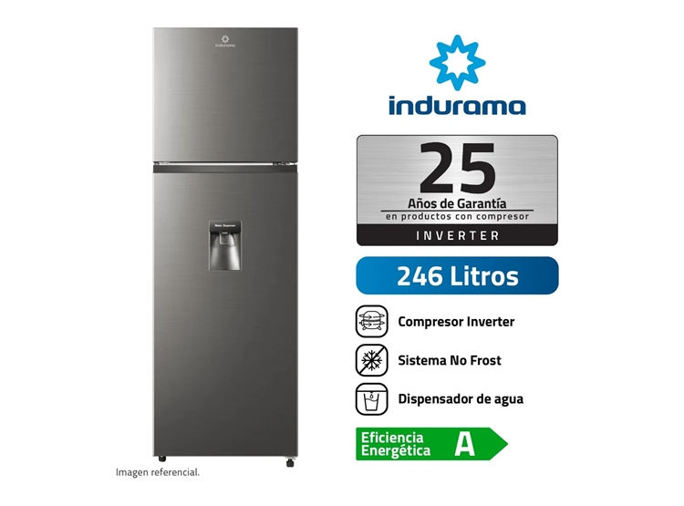 REFRIGERADORA INDURAMA TOP FREEZER 246L NO FROST RI-389DI CROMA - 2