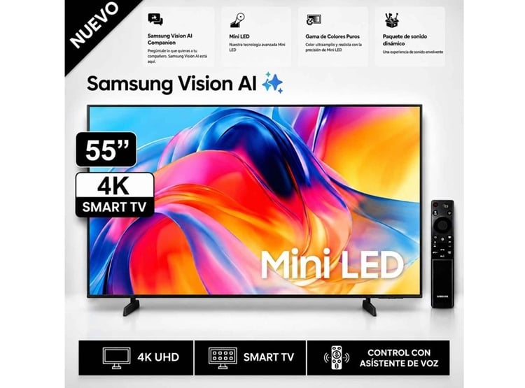 TELEVISOR SAMSUNG 55' MINI LED 4K UHD SMART TV VISION AI UN55M70HAGXPE 2026 - 2