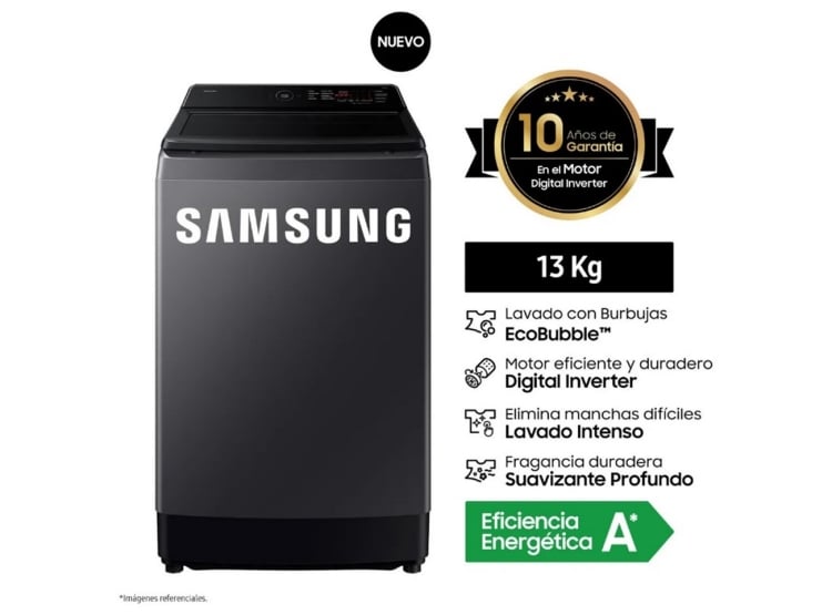 LAVADORA SAMSUNG ECOBUBBLE 13KG GRIS GRAFITO WA40F13E4CPE - 2