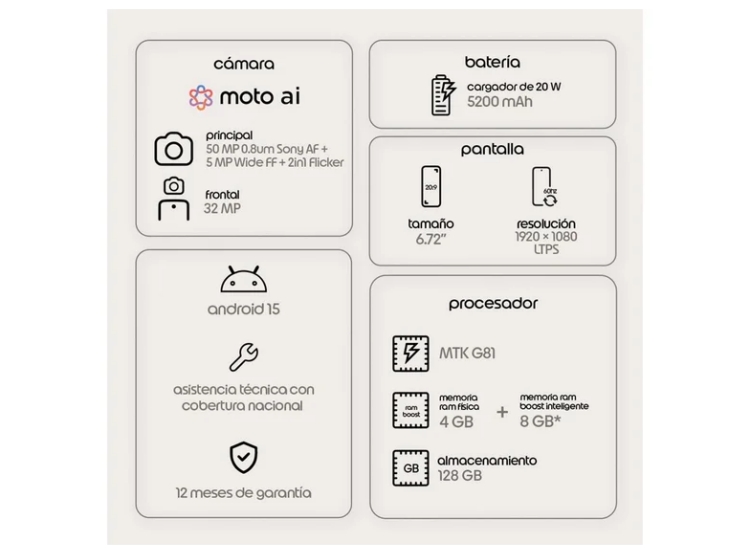 CELULAR MOTOROLA G17 6.8” 4GB RAM 128GB ARANDANO DESBLOQUEADO - 6