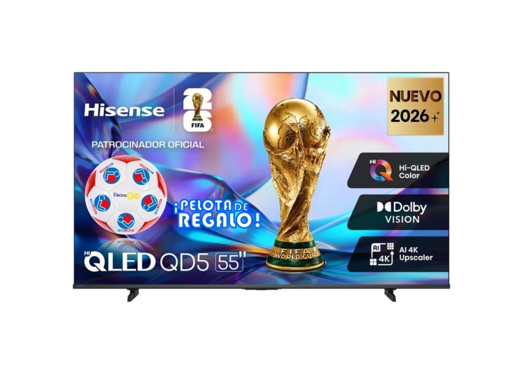 TELEVISOR HISENSE SMART TV 55” HI-QLED 4K UHD VIDAA 55QD5SV + PELOTA GRATIS - 1