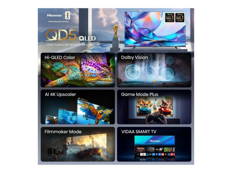 TELEVISOR HISENSE SMART TV 55” HI-QLED 4K UHD VIDAA 55QD5SV + PELOTA GRATIS - 3