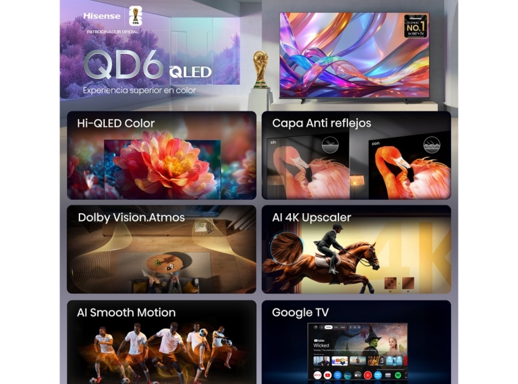 TELEVISOR HISENSE HI-QLED 4K MATE 55' 55QD68SG GOOGLE TV (2026) + PELOTA GRATIS - 2