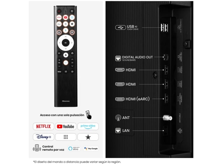 TELEVISOR HISENSE HI-QLED 4K MATE 55' 55QD68SG GOOGLE TV (2026) + PELOTA GRATIS - 5