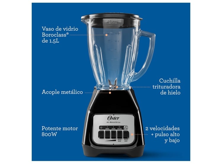 LICUADORA OSTER KALIMAN 2V 800W BOTONES NEGRA BLSTKAGBPB-053 - 8