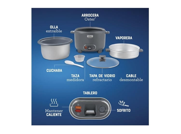 ARROCERA 3 EN 1 DE 15 TAZAS DIAMONDFORCE OSTER CKSTRC15DFSKE - 10