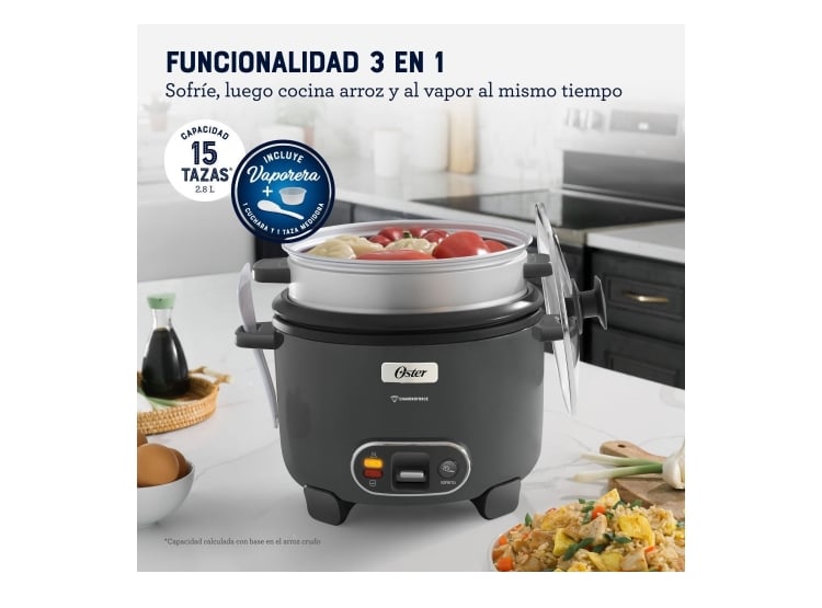 ARROCERA 3 EN 1 DE 15 TAZAS DIAMONDFORCE OSTER CKSTRC15DFSKE - 4