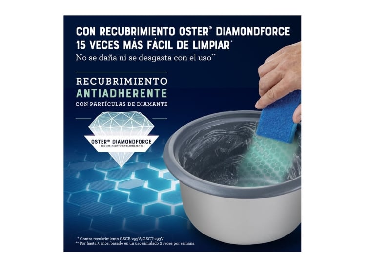 ARROCERA 3 EN 1 DE 15 TAZAS DIAMONDFORCE OSTER CKSTRC15DFSKE - 8