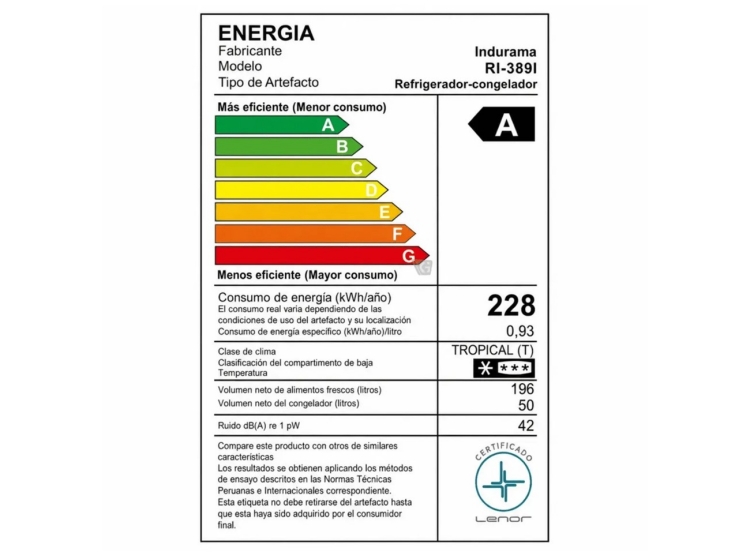 REFRIGERADORA CROMA TOP MOUNT 246L RI-389I INDURAMA - 6