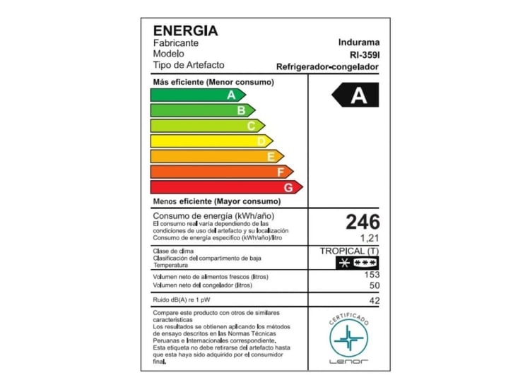 REFRIGERADORA INDURAMA 203L TOP MOUNT RI-359I CROMA - 6
