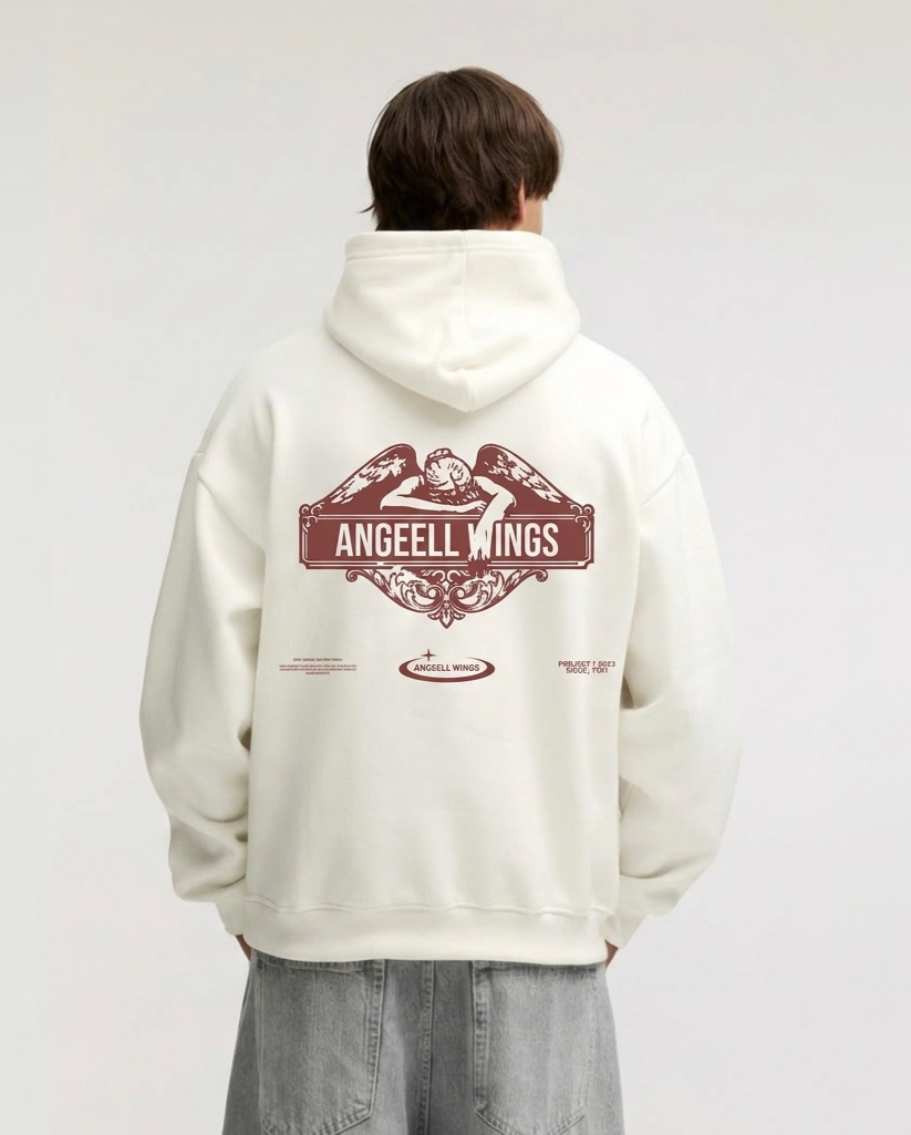 POLERA FALLEN ANGEL OVERSIZE ANGEELL WINGS PERLA UNISEX - 1