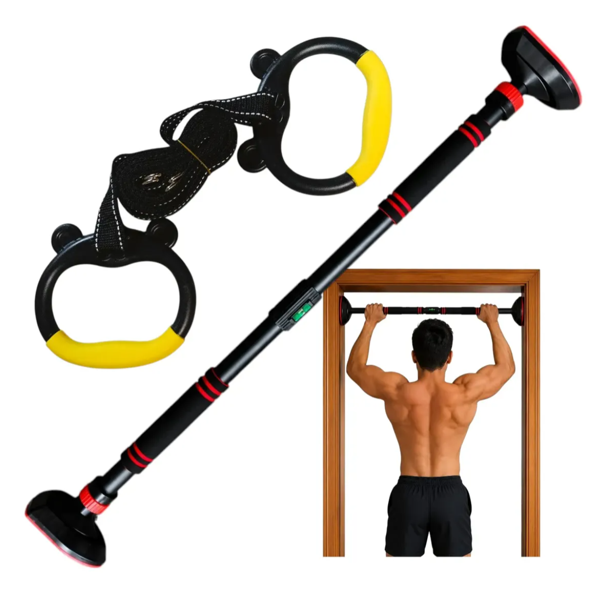 BARRA DOMINADAS EXPANDIBLE 70 A 90 CM PULL UP MARCO PUERTA - 1