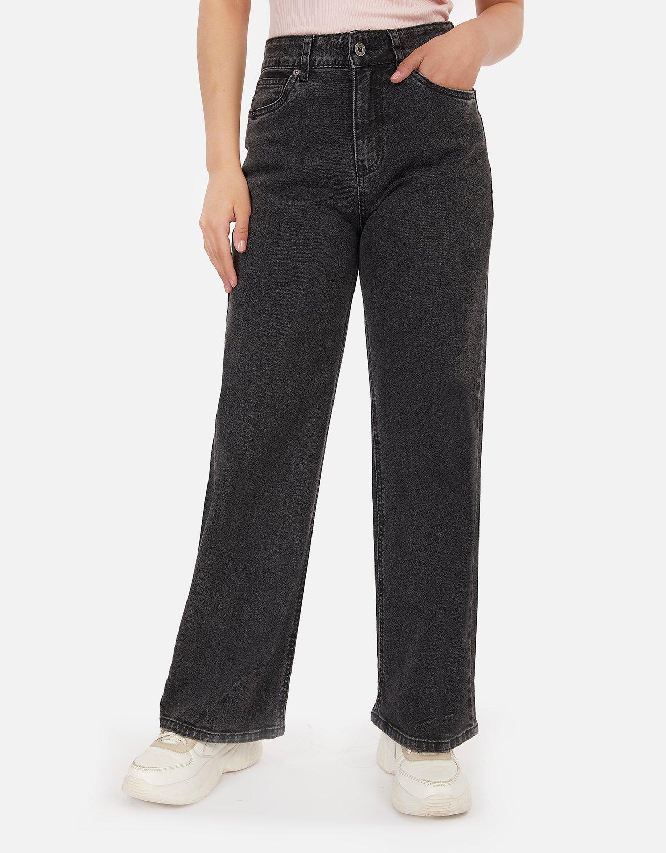 JEANS MUJER PIEERS NEGRO KALILA PANTALÓN TIRO ALTO WIDE LEG - 1