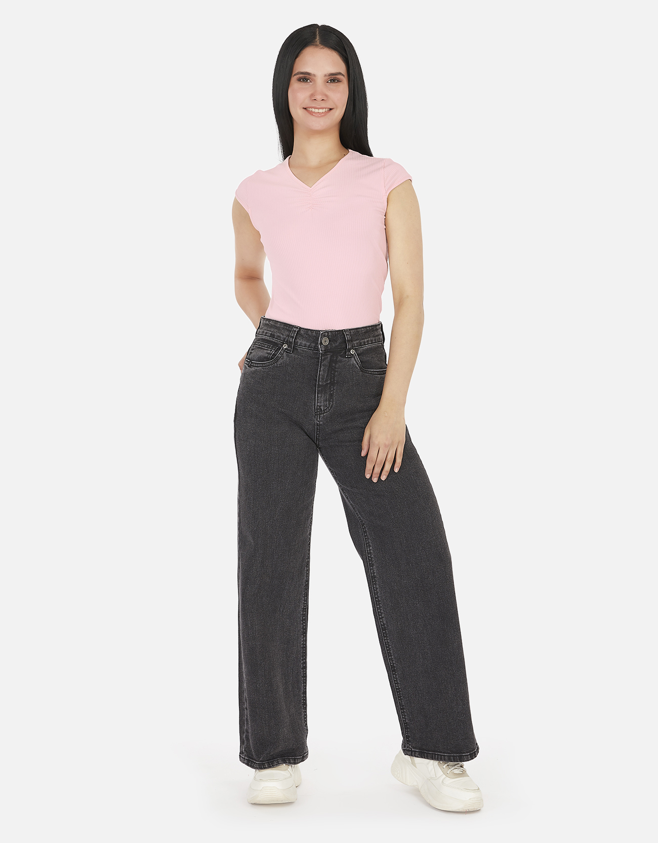 JEANS MUJER PIEERS NEGRO KALILA PANTALÓN TIRO ALTO WIDE LEG - 5