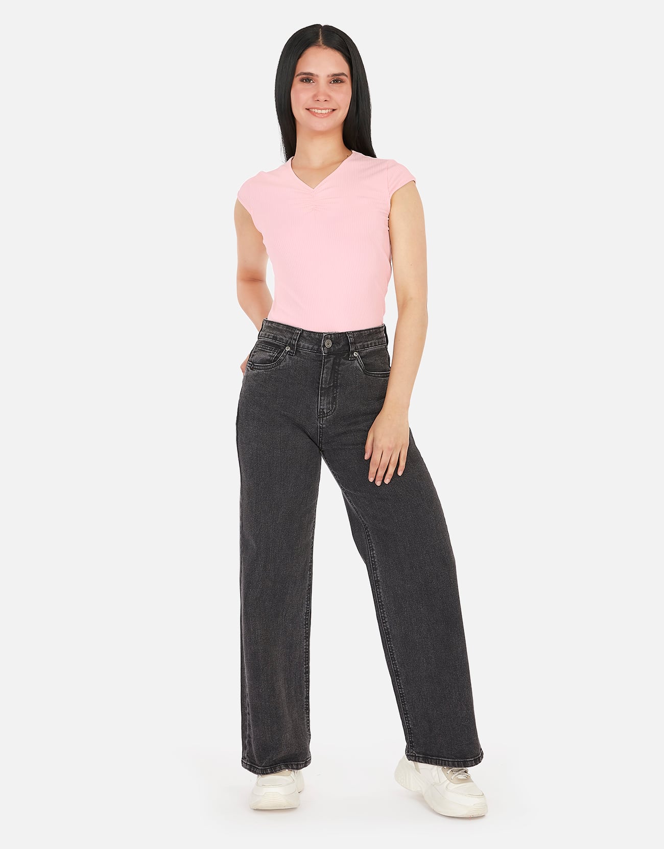 JEANS MUJER PIEERS NEGRO KALILA PANTALÓN TIRO ALTO WIDE LEG - 5
