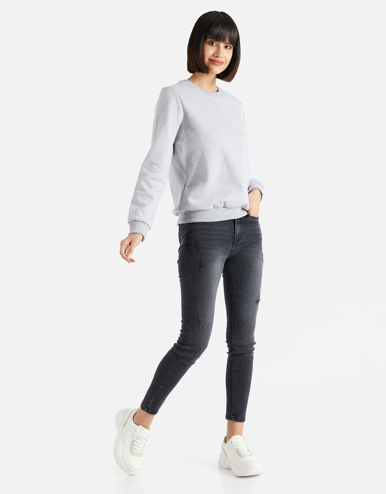 POLERA MUJER PIEERS GRIS SANIA REGULAR FIT - 3
