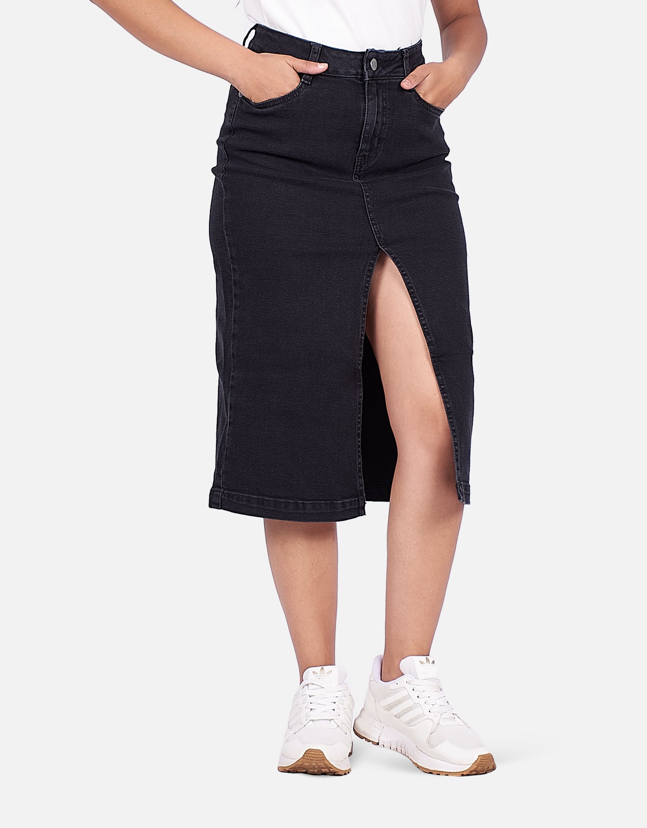 FALDA MUJER PIEERS NEGRO DHARMI TIRO ALTO - 1