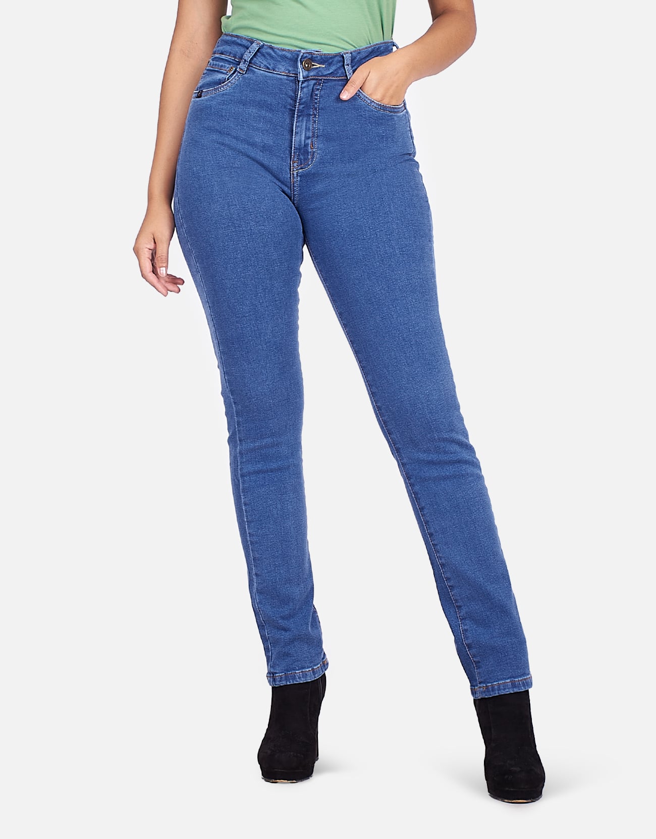 JEANS MUJER PIEERS CELESTE PANTALÓN ELLEN TIRO ALTO SEMI RECTO - 1