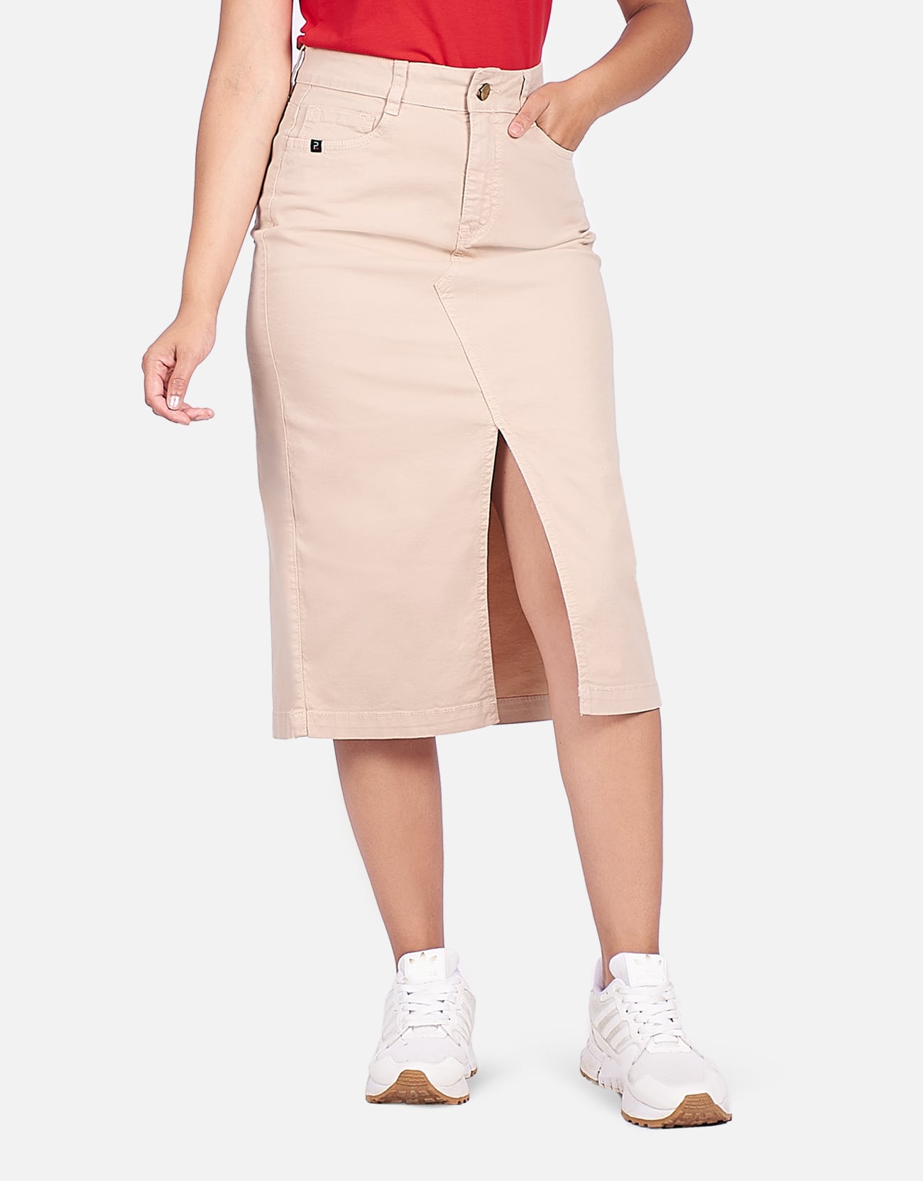 FALDA MUJER PIEERS BEIGE YORLE TIRO ALTO - 1