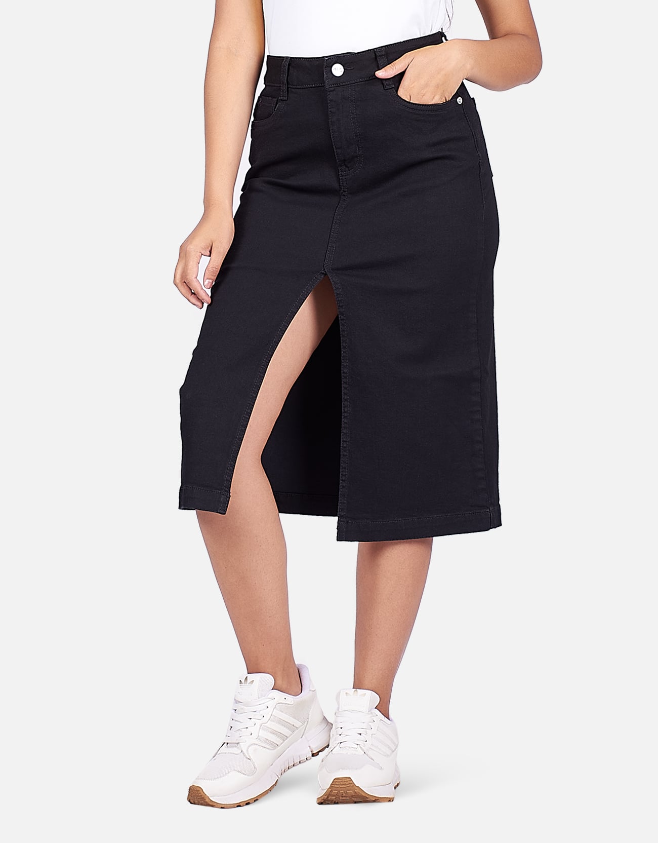 FALDA MUJER PIEERS NEGRO DHARMI TIRO ALTO - 1