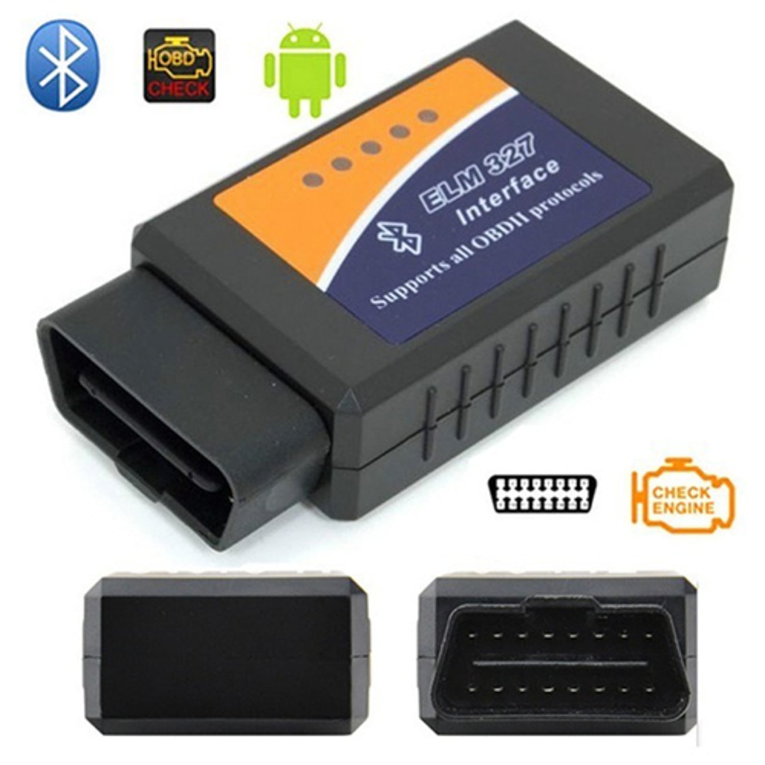 ESCANER BLUETOOTH ELM327 OBD2 V2.1 AUTOMOTRIZ SCANNER NEGRO - 2