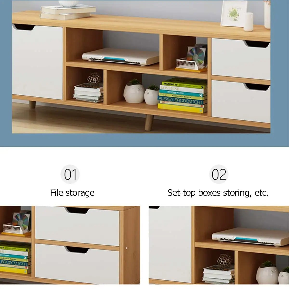 MUEBLE TV CENTRO DE ENTRETENIMIENTO MUEBLE MINIMALISTA ESTANTE - 5