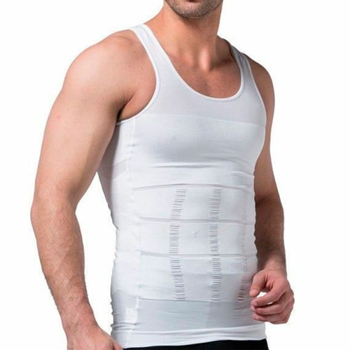 CAMISETA REDUCTORA MASCULINA PARA MOLDEAR ABDOMEN Y PECHO - BLANCO TALLA L - 1