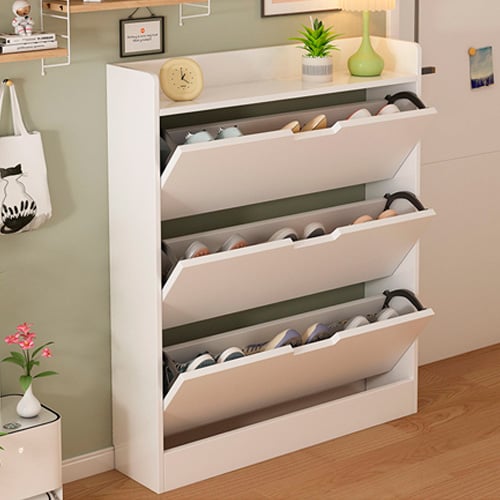 ZAPATERA BLANCA MODERNA 4 NIVELES TIPO ABATIBLE PARA HOGAR - 1