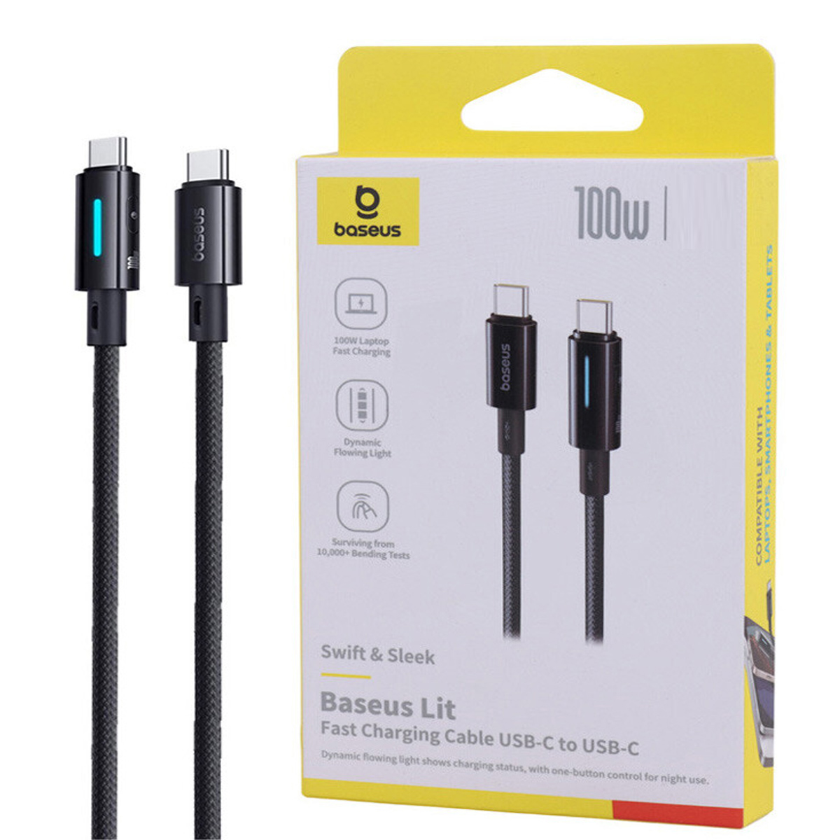 CABLE BASEUS LIT TIPO C A C 100W FAST CHARGING 2M NEGRO - 4