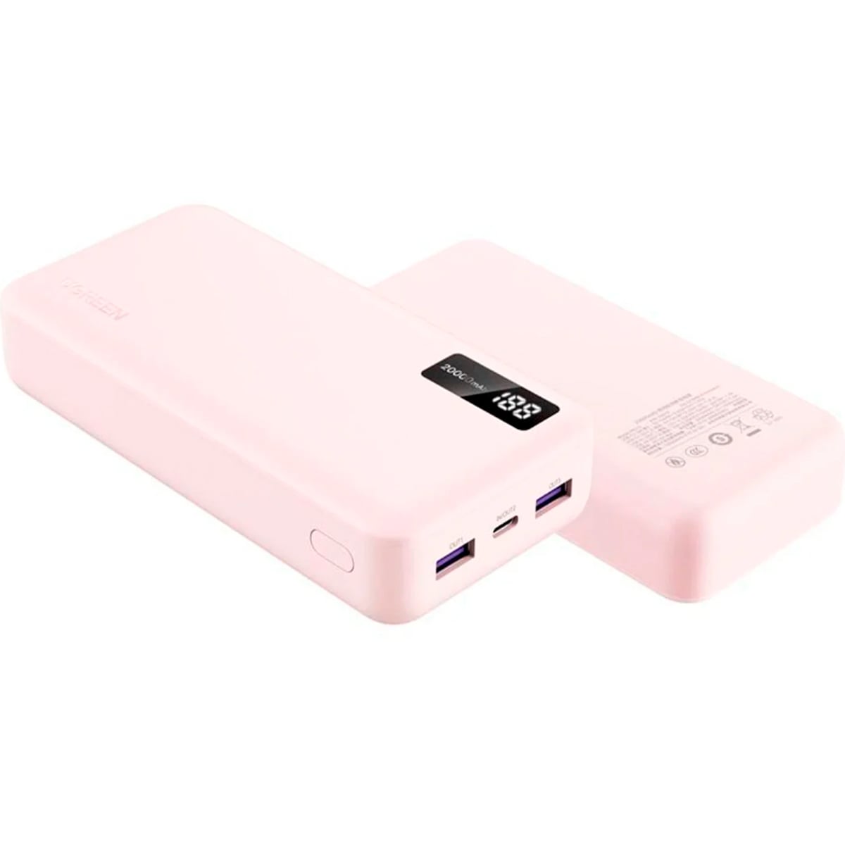 POWER BANK UGREEN 20.000MAH CARGA RAPIDA PORTATIL 20W PB312 ROSA - 3