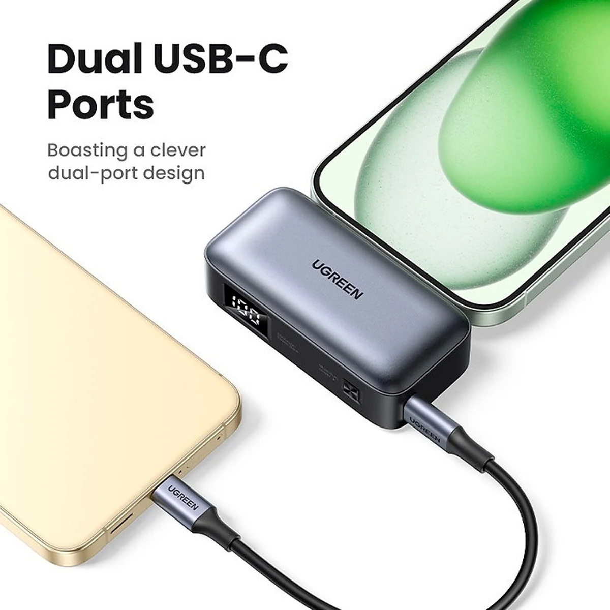 POWER BANK UGREEN 5000MAH 20W PB503, CON CONECTOR USB-C GRIS - 4