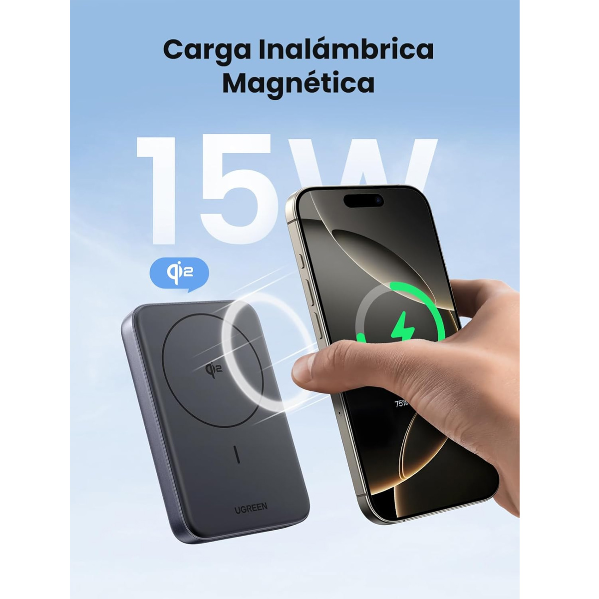 POWERBANK UGREEN QI2 MAGNETIC 10000MAH 20W PARA IPHONE 16, 17 - 5
