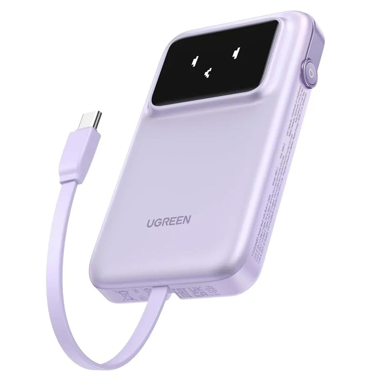 POWER BANK UGREEN 10000MAH CON CABLE USB-C 30W PURPLE - 1