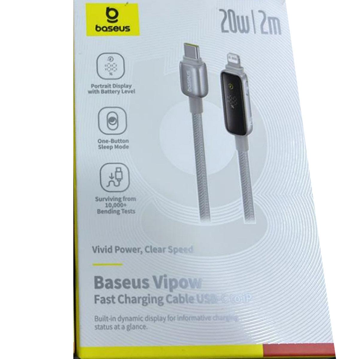 CABLE BASEUS VIPOW TIPO-C A LIGHTNING 20W 2M PD - PLATA - 3