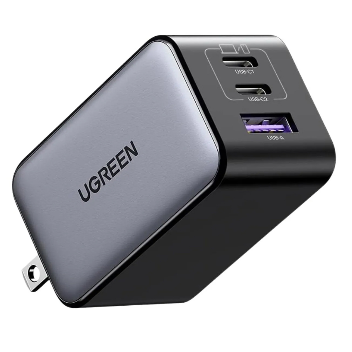 CARGADOR ADAPTADOR UGREEN 65W PARED 3 PUERTOS USB-A Y TIPO-C GRIS - 1