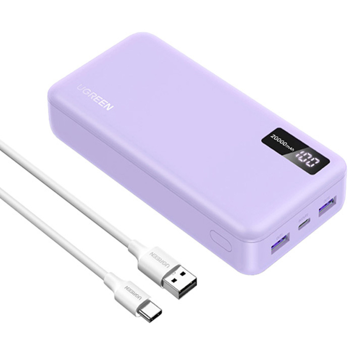 POWER BANK UGREEN 20.000MAH CARGA RAPIDA PORTATIL 20W PB312 LILA - 1