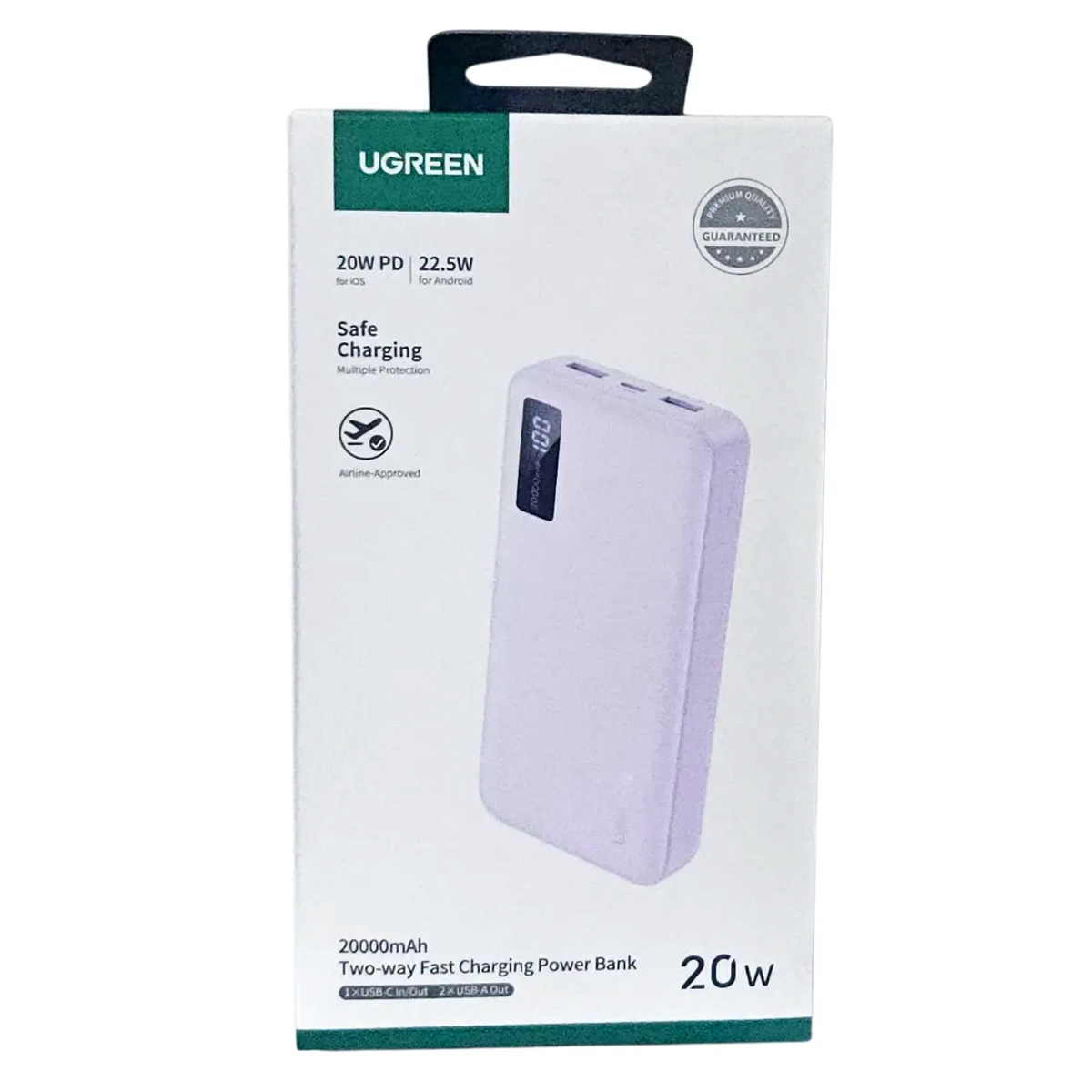 POWER BANK UGREEN 20.000MAH CARGA RAPIDA PORTATIL 20W PB312 LILA - 2