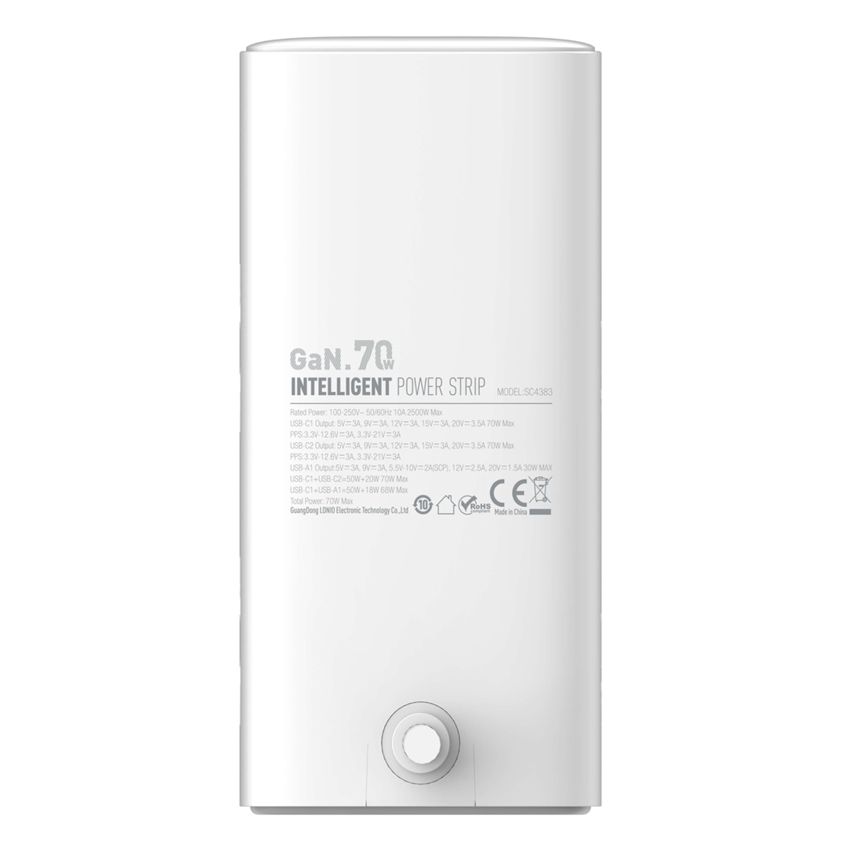 TOMACORRIENTE EXTENSIÓN LDNIO SC4383 CARGA RÁPIDA 70W BLANCO - 6