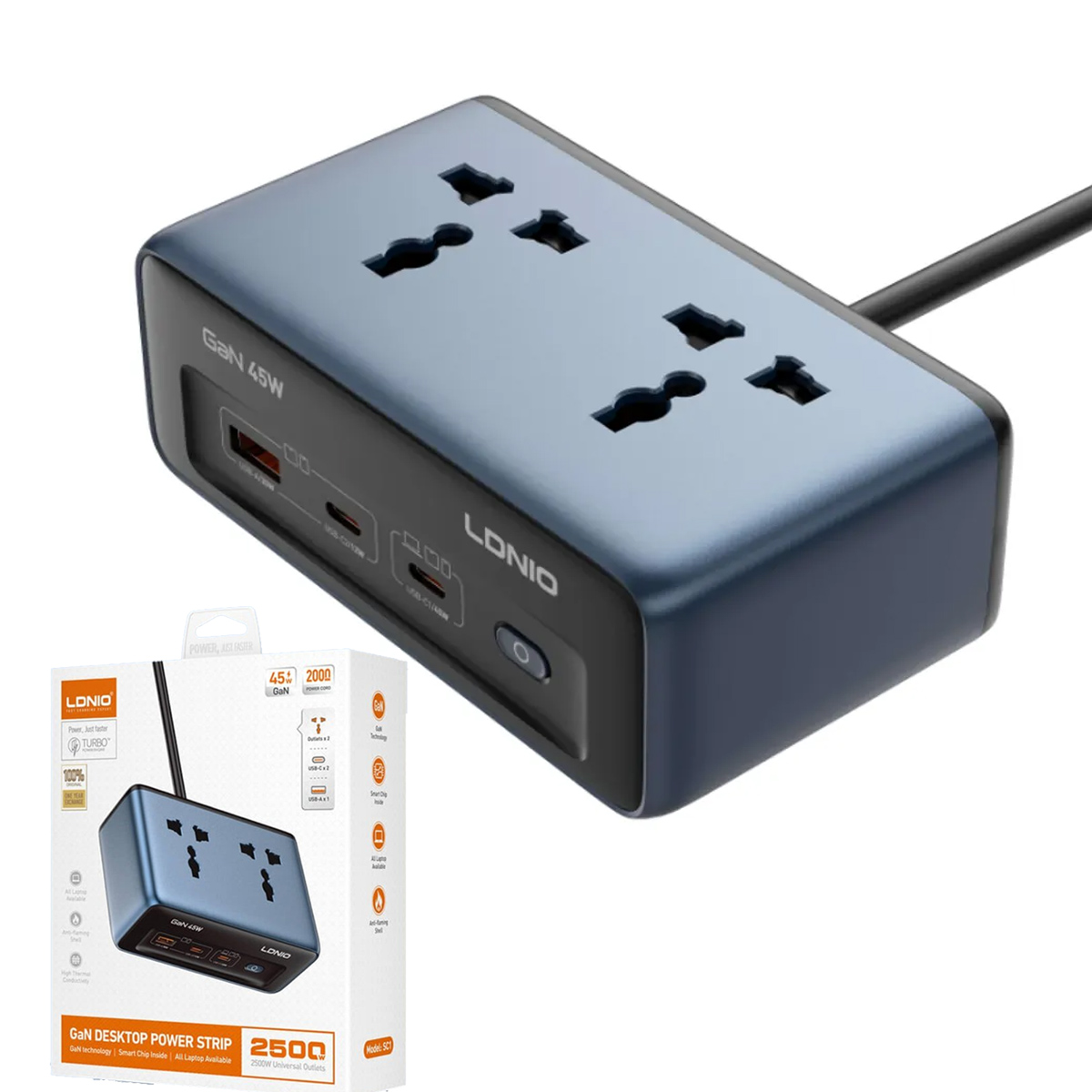 ADAPTADO DE ENCHUFES UNIVERSAL DE ESCRITORIO DE 45W LDNIO SC1 - 1