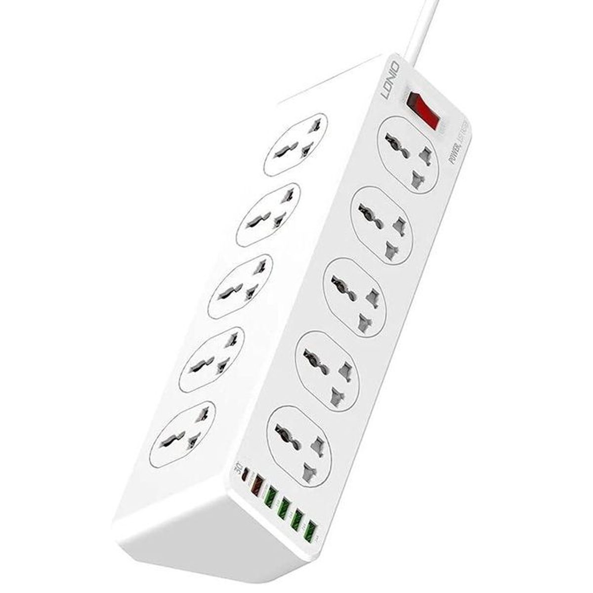 TOMA CORRIENTE LDNIO SC10610 CARGA RÁPIDA 10SOCKET 5USB 1TIPO C - 3
